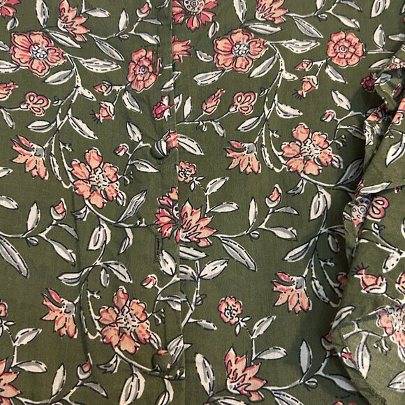 Sezane Melia Blouse - Size EU 40 (US 8), Olive Floral with Ruffles - Picture 7 of 7